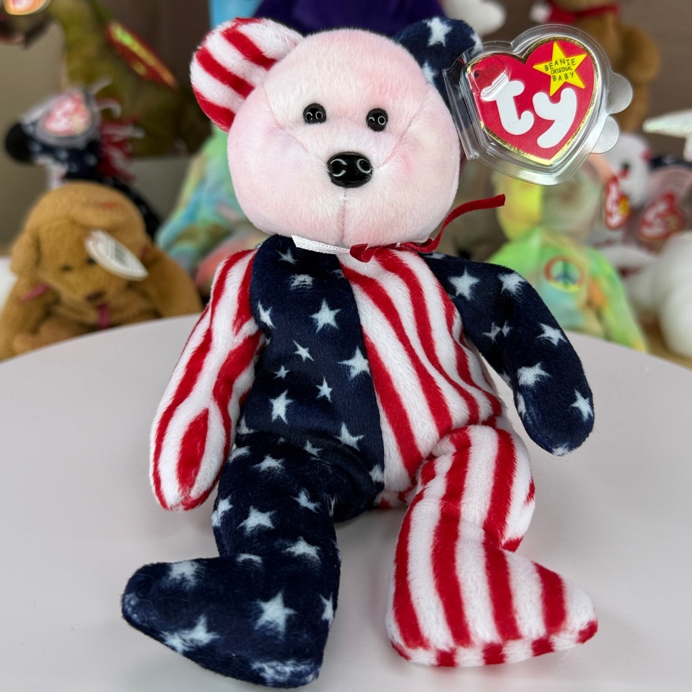 ❤️🇺🇸BEANIE BABY PATRIOTIC BUNDLE - SPANGLE / RIGHTY / LEFTY - Picture 2 of 16